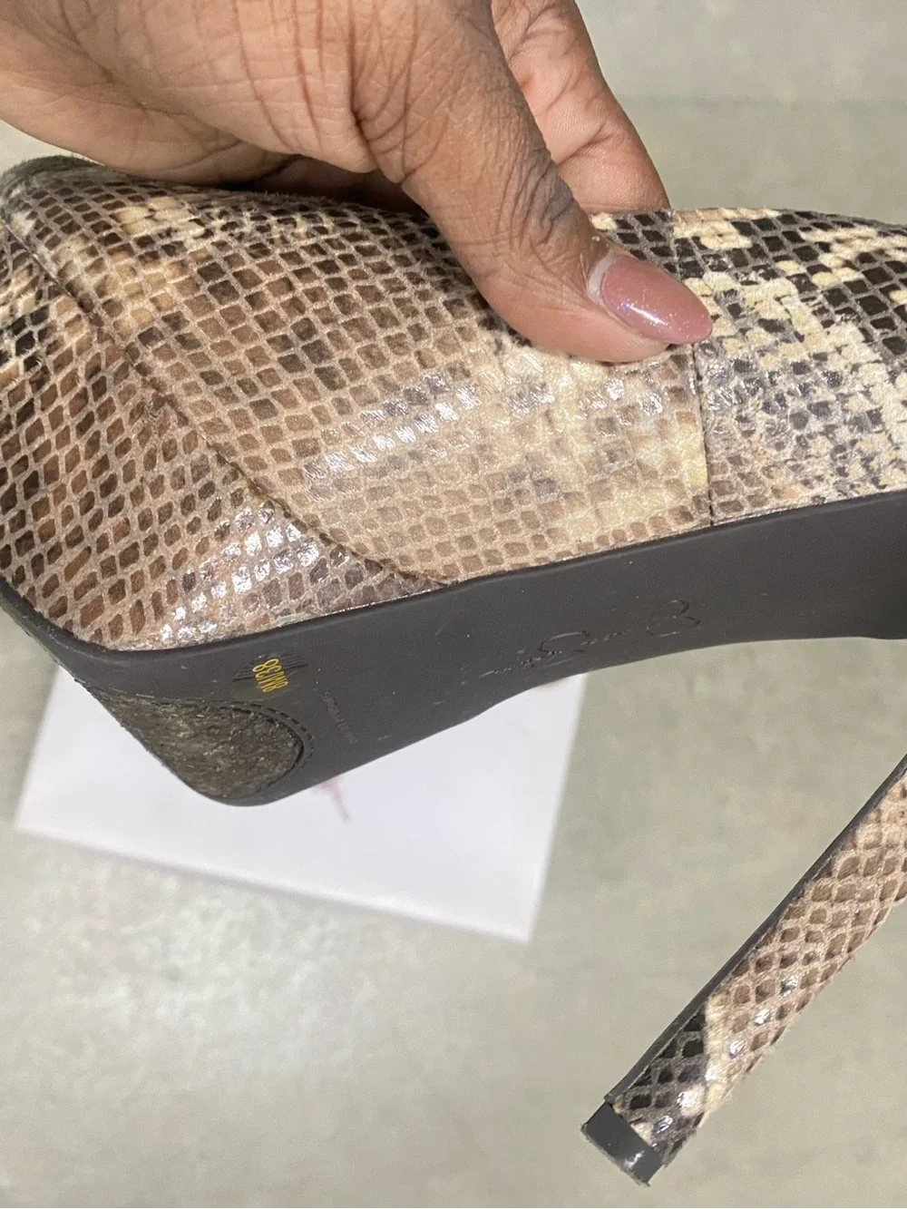 Sam Edelman Snake-Print Platform Pumps in Neutral Tan